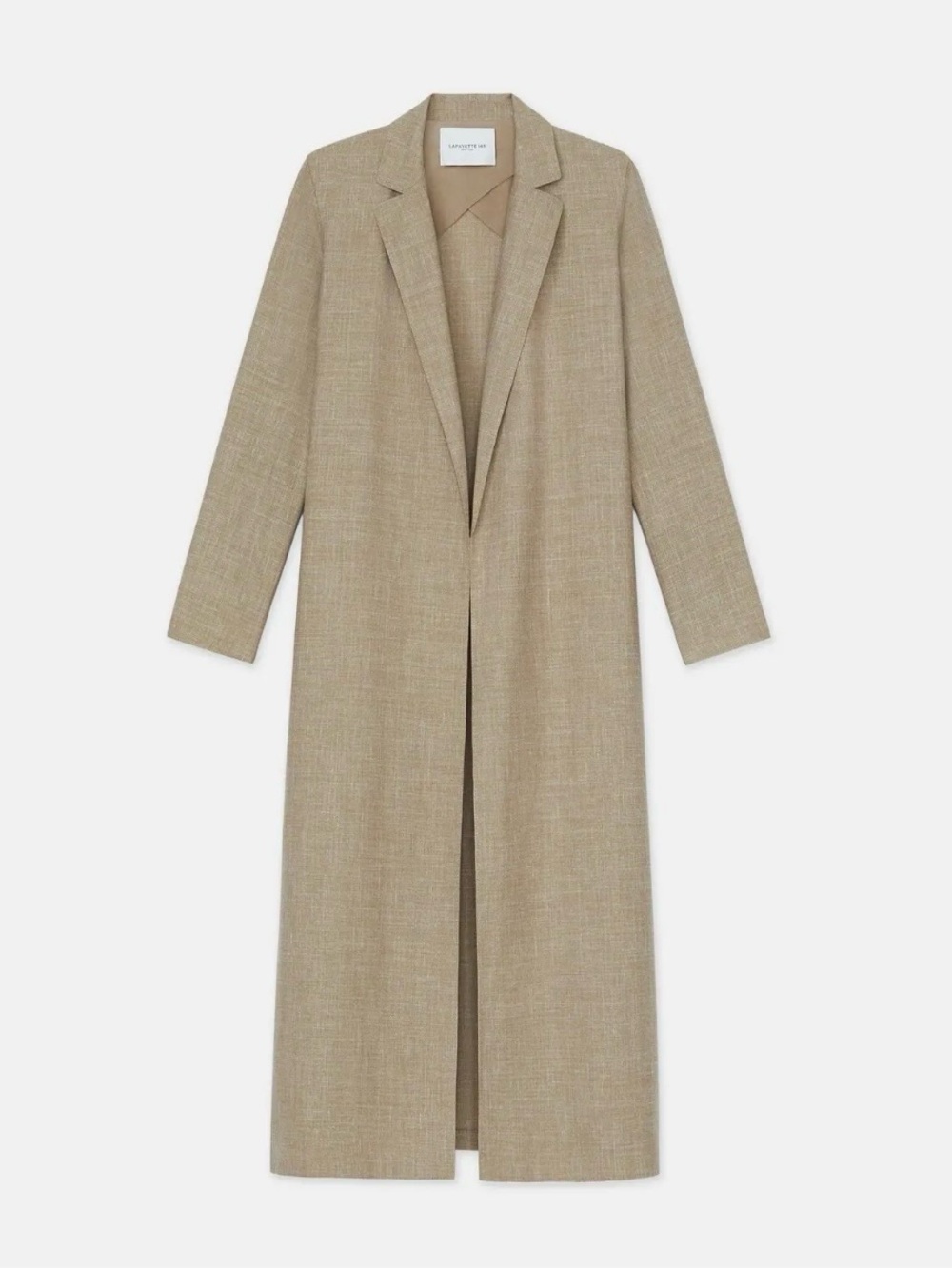NWT Lafayette 148 New York Wool Silk Linen Notch Lapel Long Duster Coat Cadet Kh - Picture 2 of 11